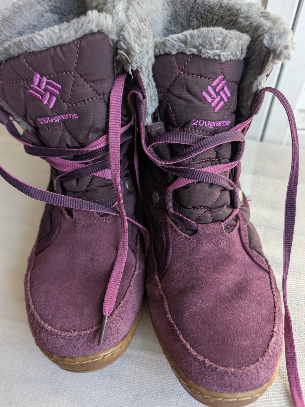 Columbia Women's Plum Lace-Up Winter Boots with Faux Fur Trim